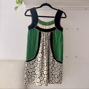 Vintage Tsumori Chisato Silk Green White Black Gold Mini Dress (RARE) - 2